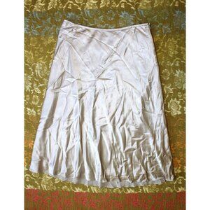 Lauren Ralph Lauren 100% Silk Midi Skirt Women's Size 14 Satin A-Line Side Zip